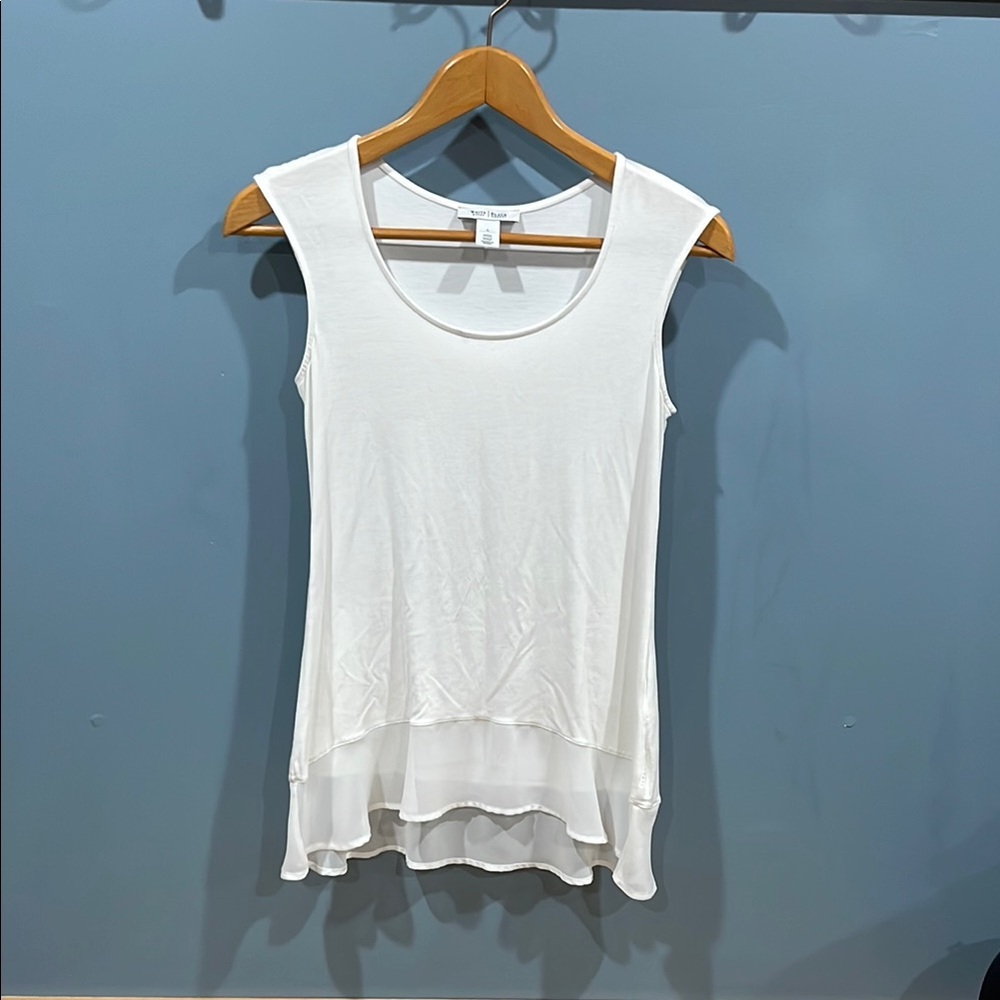 White House Black Market Asymmetrical White Sleeveless Tank